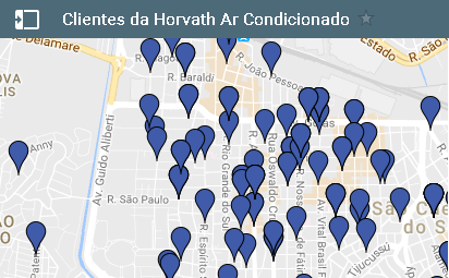 Mapa dos clientes em ar condicionado por região